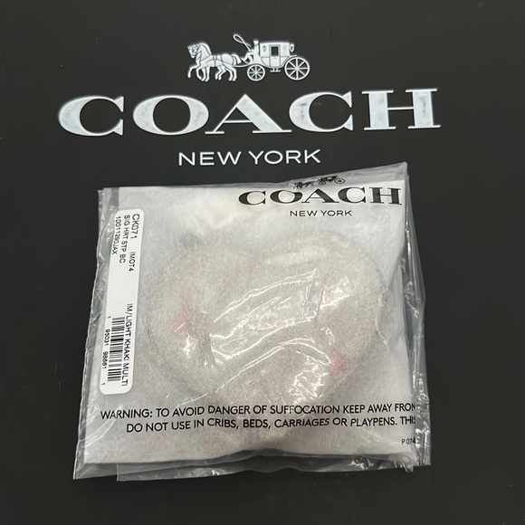 Coach Heart Pouch Bag Charm Signature Canvas Coin Heart Star Print Fob Keychain - Picture 2 of 5